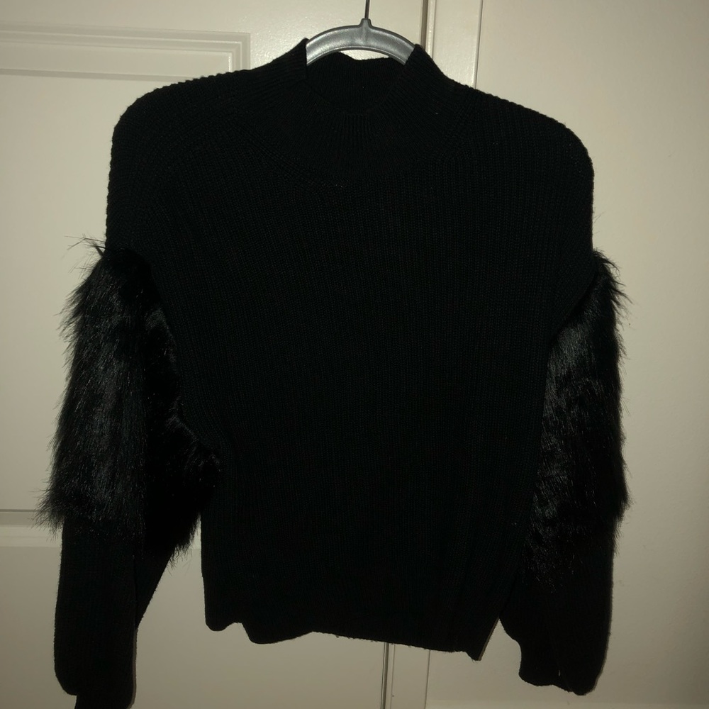 Black faux fur sweater